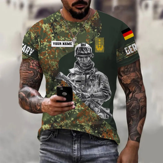 Personalized Germany Soldier/ Veteran Camo With Name And Rank T-shirt 3D Printed - 0610230011