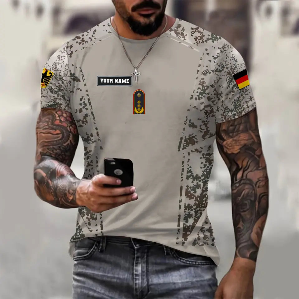 Personalized Germany Soldier/ Veteran Camo With Name And Rank T-shirt 3D Printed - 0610230015