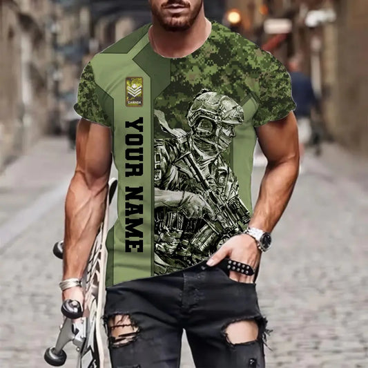 Personalized Canada Soldier/ Veteran Camo With Name And Rank T-shirt 3D Printed - 0510230002