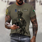 T-shirt personnalisé avec camouflage soldat/vétéran irlandais avec nom et grade imprimé en 3D - 0910230001