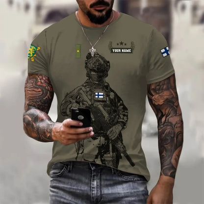 Personalized Finland Soldier/ Veteran Camo With Name And Rank T-shirt 3D Printed - 16968096