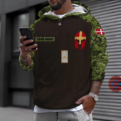 Personalized Denmark Soldier/ Veteran Camo With Name And Rank Hoodie - 16961184