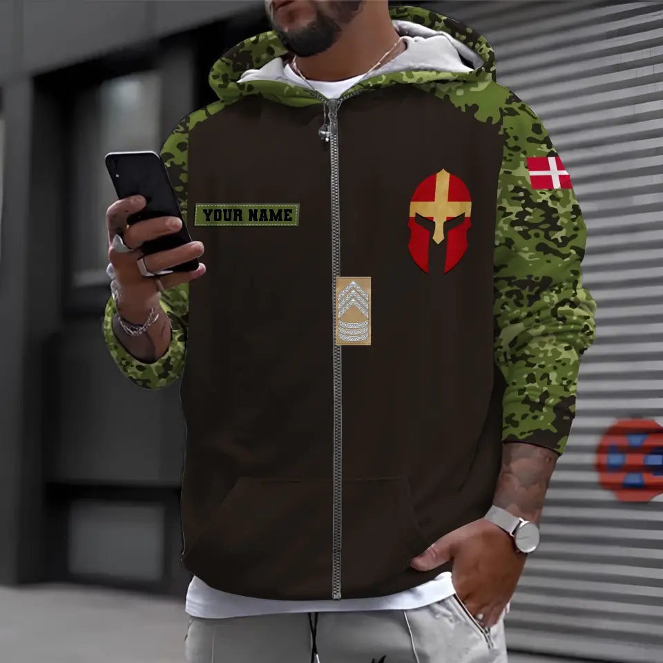 Personalized Denmark Soldier/ Veteran Camo With Name And Rank Hoodie - 16961184