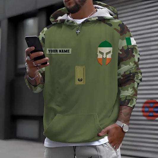 Personalized Ireland Soldier/ Veteran Camo With Name And Rank Hoodie 3D Printed - 1010230001