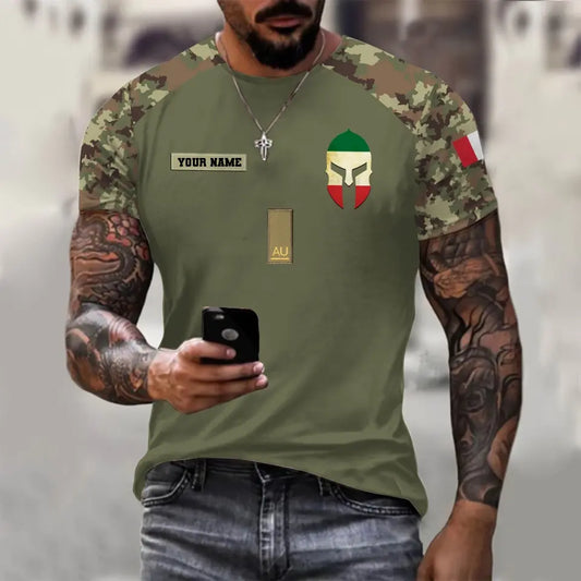 Personalized Italy Soldier/ Veteran Camo With Name And Rank T-shirt 3D Printed -1010230001