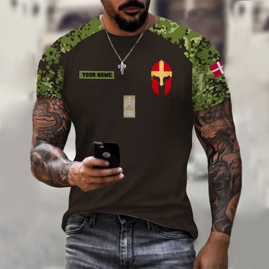 Personalized Demark Soldier/ Veteran Camo With Name And Rank T-shirt 3D Printed - 101023001