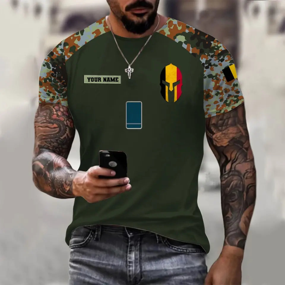 Personalized Belgium Soldier/ Veteran Camo With Name And Rank T-shirt 3D Printed - 1010230001