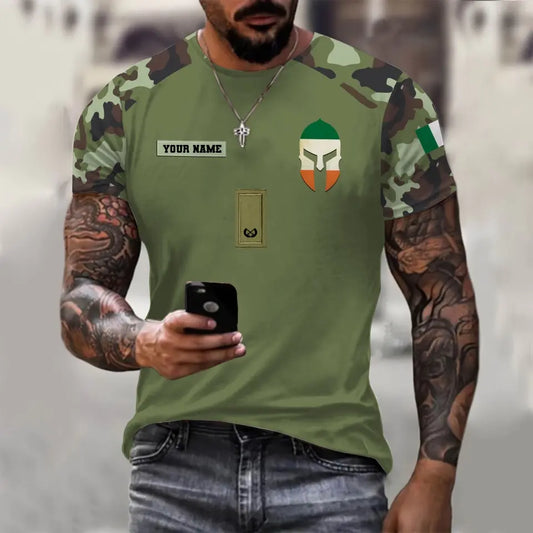 Personalized Ireland Soldier/ Veteran Camo With Name And Rank T-shirt 3D Printed - 1010230001