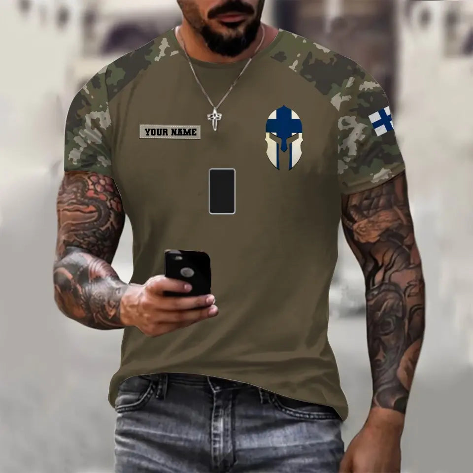 Personalized Finland Soldier/ Veteran Camo With Name And Rank T-shirt 3D Printed - 1010230001