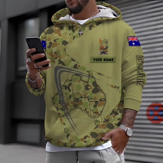 Personalized Australian Soldier/ Veteran Camo With Name And Rank Hoodie 3D Printed - 1110230005