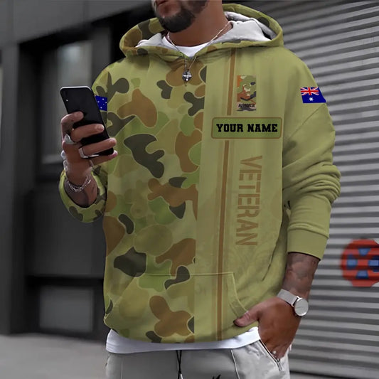 Personalized Australian Soldier/ Veteran Camo With Name And Rank Hoodie 3D Printed - 1110230006
