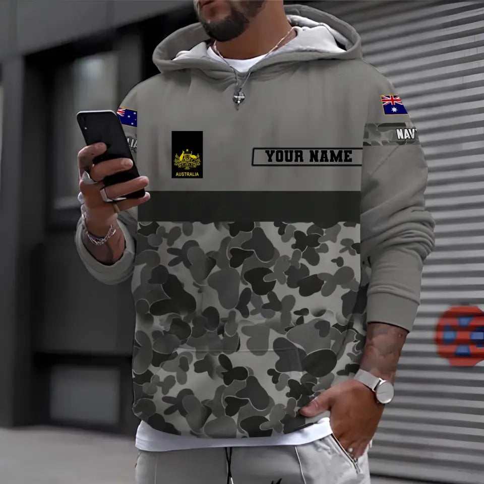 Personalized Australian Soldier/ Veteran Camo With Name And Rank Hoodie 3D Printed - 1696982404