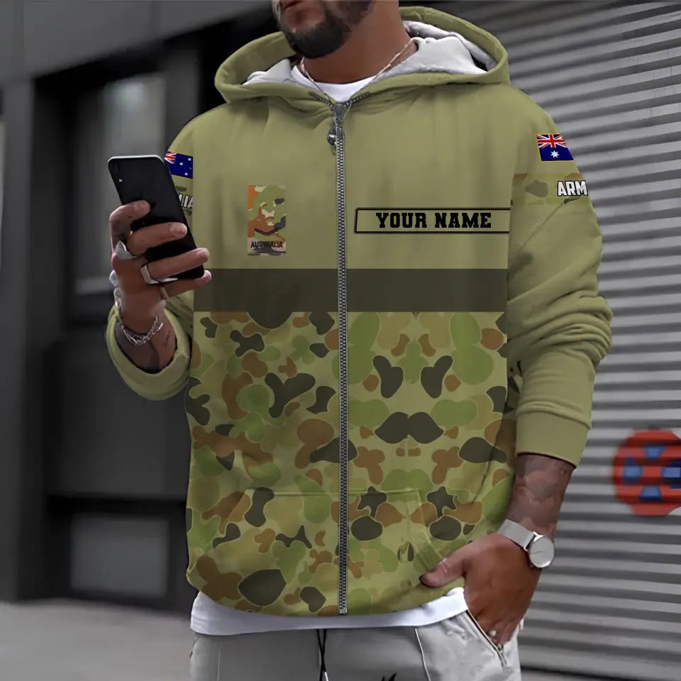 Personalized Australian Soldier/ Veteran Camo With Name And Rank Hoodie 3D Printed - 1696982404