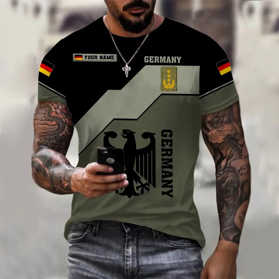 Personalized Germany Soldier/ Veteran Camo With Name And Rank T-shirt 3D Printed - 1696291201