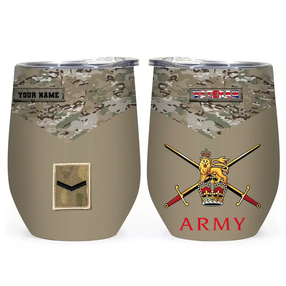 Personalized United Kingdom Veteran/ Soldier With Rank  Camo Tumbler All Over Printed - 1706832017