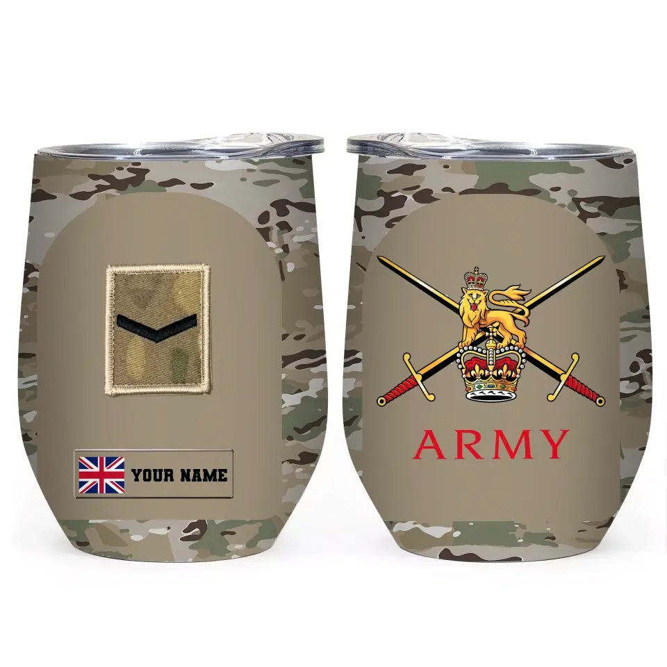 Personalized United Kingdom Veteran/ Soldier With Rank And Name Camo Tumbler All Over Printed 0202240001