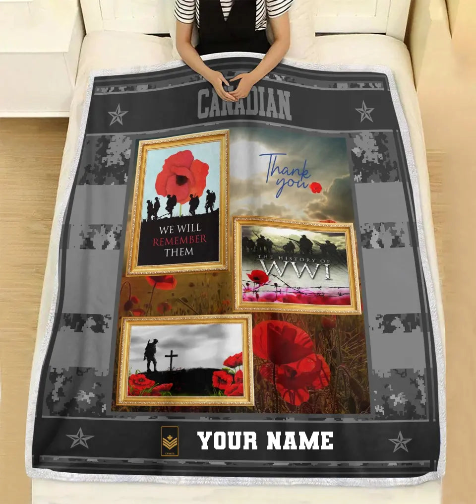 Personalized Canadian Soldier/ Veteran Camo With Name And Rank Fleece Blanket 3D Printed - 1310230001