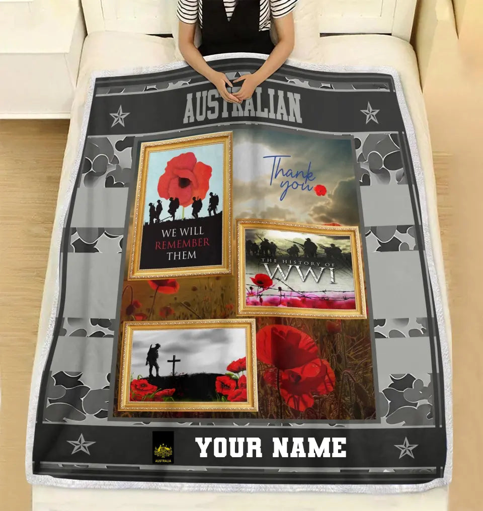 Personalized Australian Soldier/ Veteran Camo With Name And Rank Fleece Blanket 3D Printed - 16971552