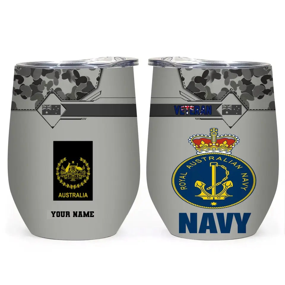 Verre personnalisé à motif camouflage pour vétéran/soldat australien avec rang et nom, imprimé sur toute la surface 0302240001