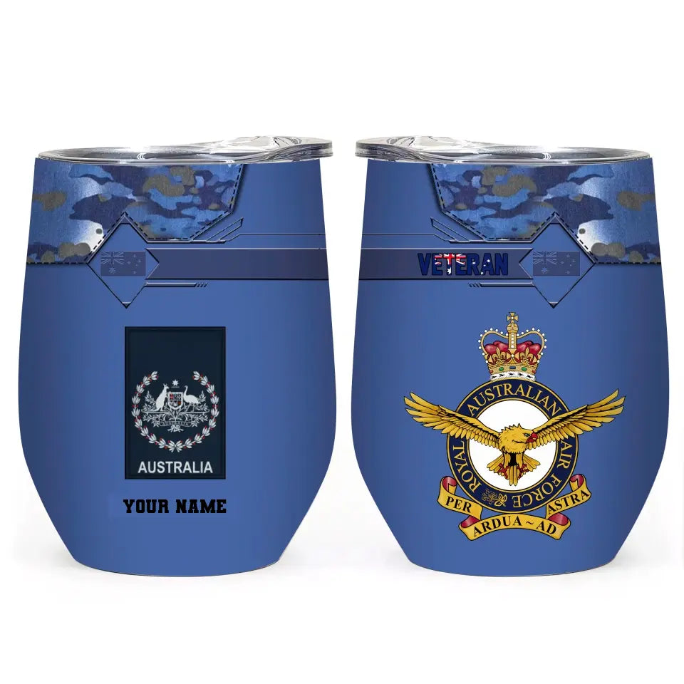 Verre personnalisé à motif camouflage pour vétéran/soldat australien avec rang et nom, imprimé sur toute la surface 0302240001