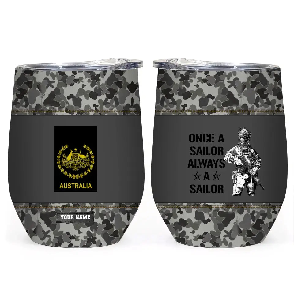 Personalisierter australischer Veteran/Soldat mit Rang und Namen, Camouflage-Becher, komplett bedruckt, 0302240002