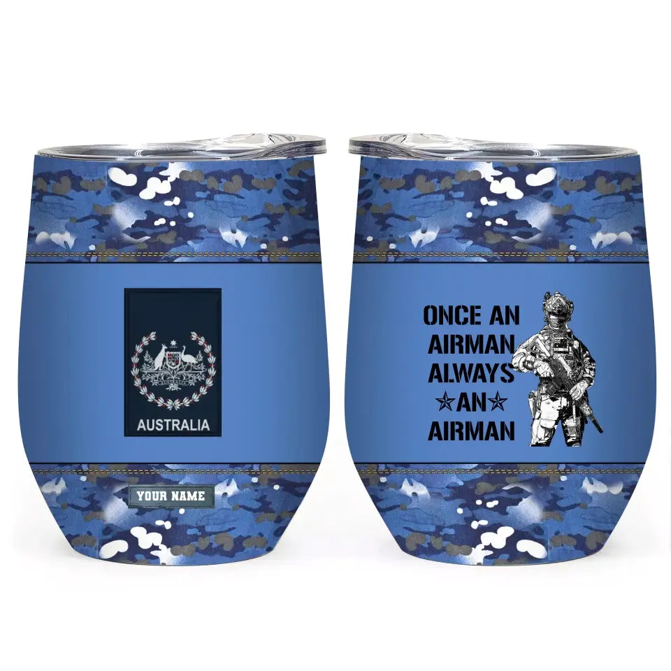 Personalisierter australischer Veteran/Soldat mit Rang und Namen, Camouflage-Becher, komplett bedruckt, 0302240002