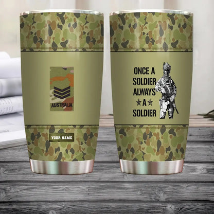 Personalisierter australischer Veteran/Soldat mit Rang und Namen, Camouflage-Becher, komplett bedruckt, 0302240002