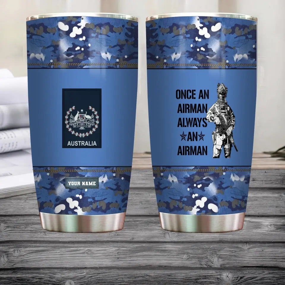 Personalisierter australischer Veteran/Soldat mit Rang und Namen, Camouflage-Becher, komplett bedruckt, 0302240002