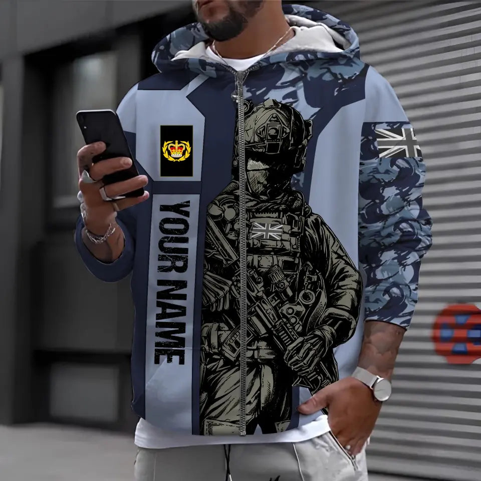 Personalized UK Soldier/ Veteran Camo With Name And Rank Hoodie 3D Printed - 1696377613