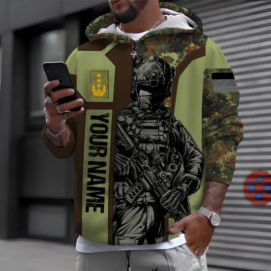 Personalized Germany Soldier/ Veteran Camo With Name And Rank Hoodie 3D Printed - 16963776