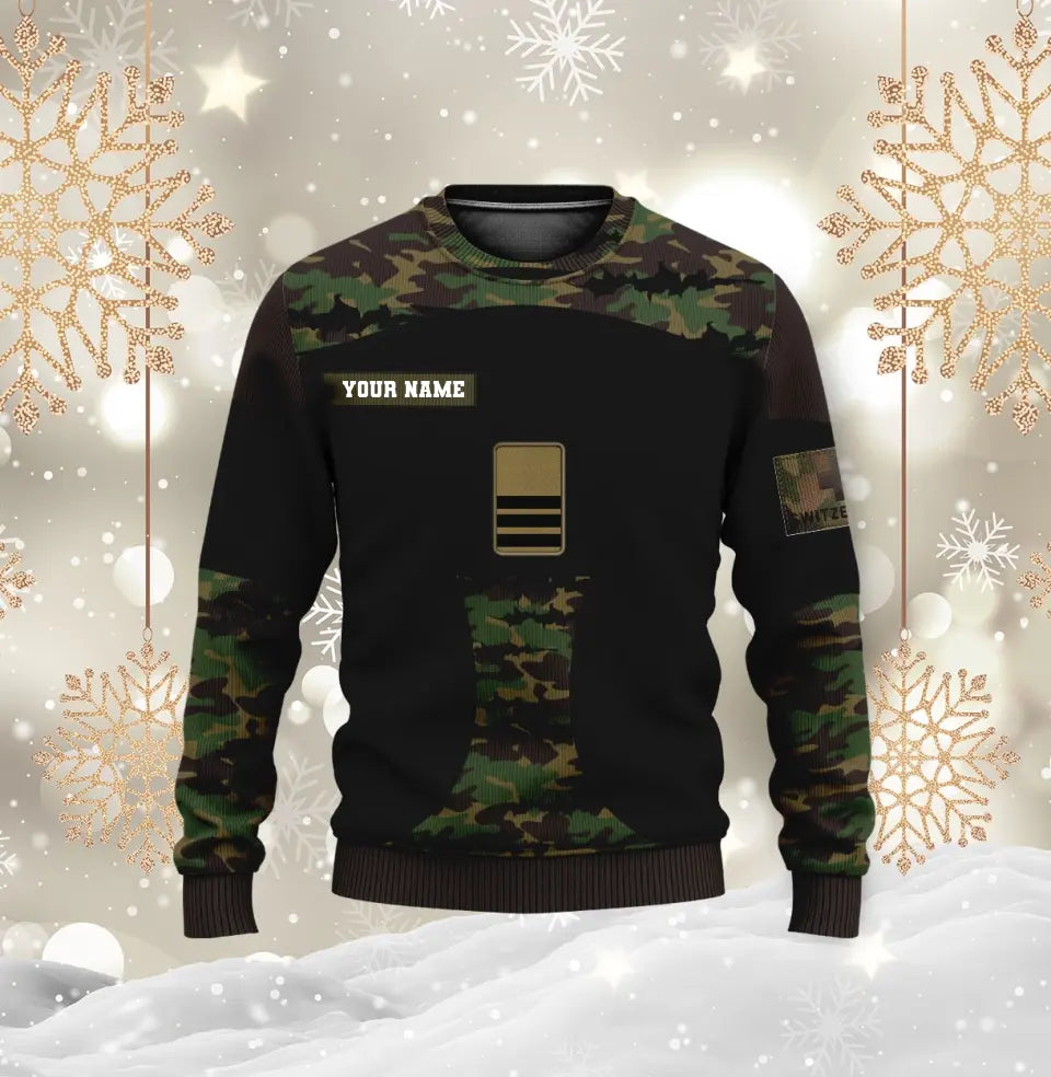Sweat à capuche personnalisé avec nom et grade de soldat/vétéran suisse - 1696291205