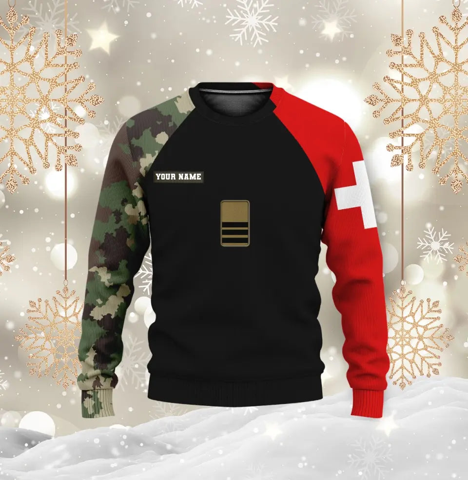 Sweat à capuche personnalisé avec nom et grade de soldat/vétéran suisse - 1696291206
