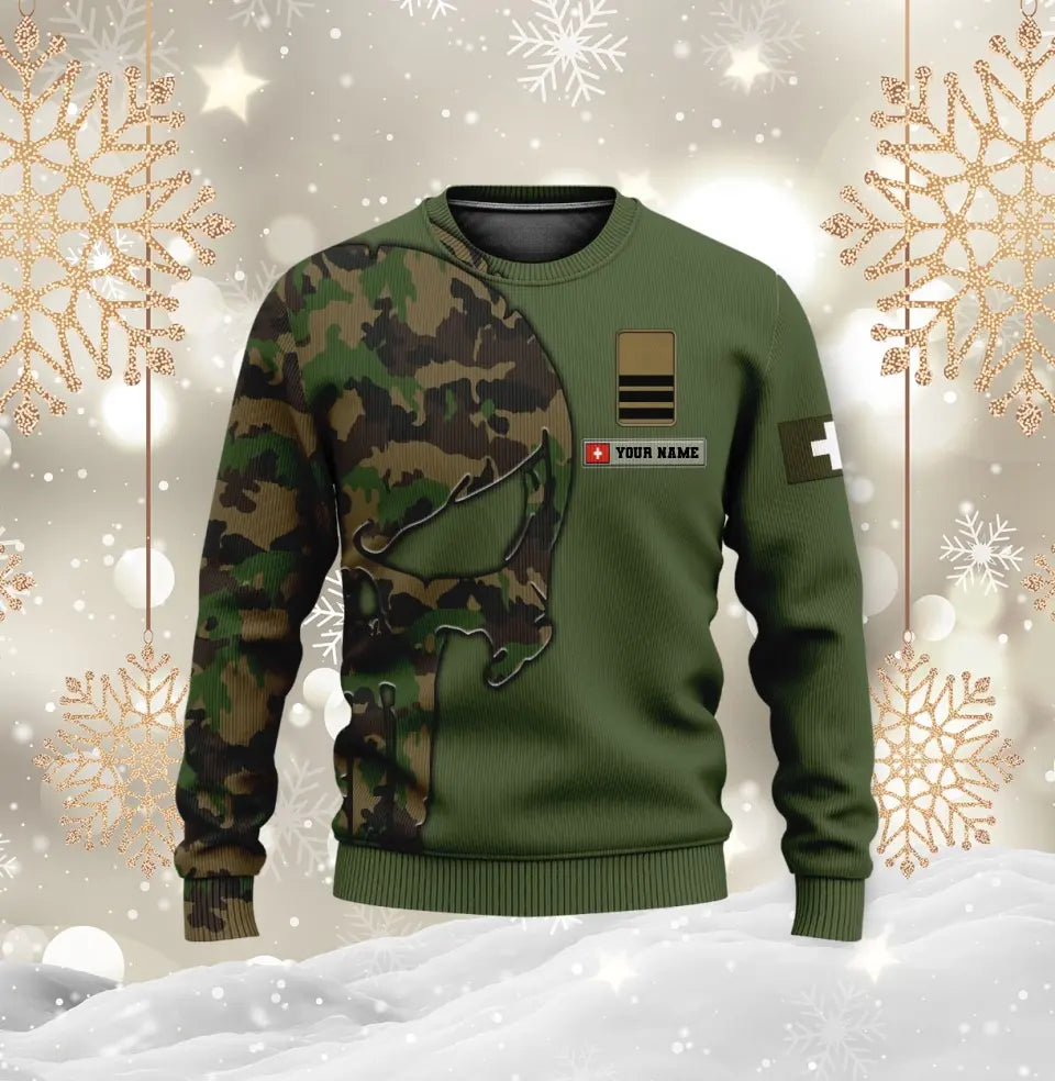 Sweat à capuche personnalisé avec nom et grade de soldat/vétéran suisse - 1696291207
