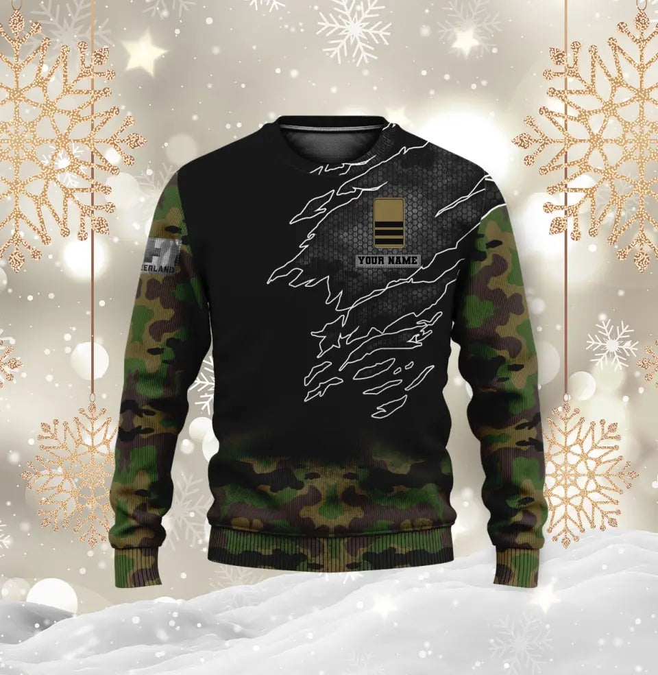 Sweat à capuche personnalisé avec nom et grade de soldat/vétéran suisse - 1696291208