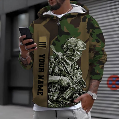 Sweat à capuche personnalisé avec nom et grade de soldat/vétéran suisse - 1696291209