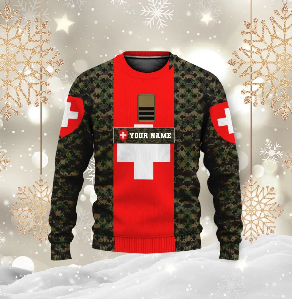 Sweat à capuche personnalisé avec nom et grade de soldat/vétéran suisse camouflage - 1696291210