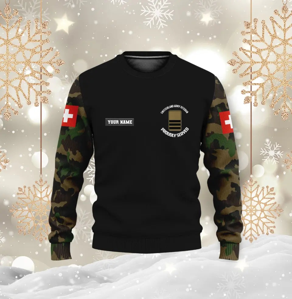 Sweat à capuche personnalisé avec nom et grade de soldat/vétéran suisse - 1696291213