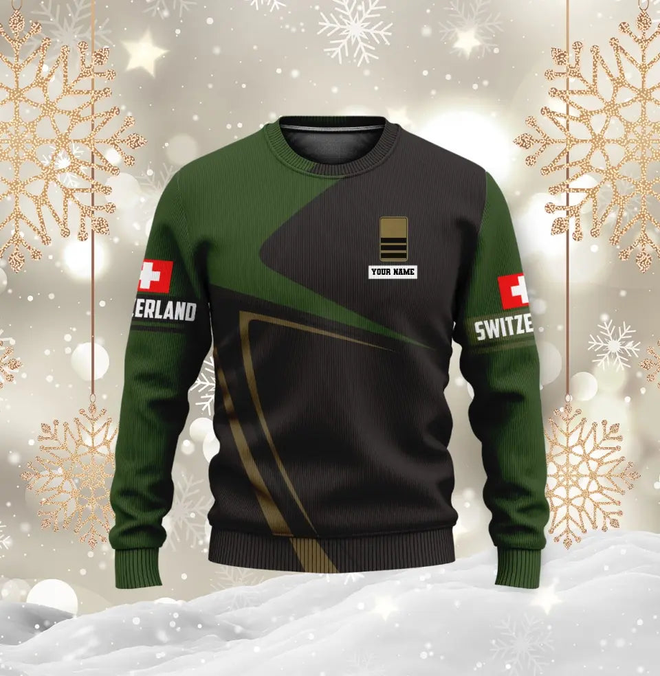 Sweat à capuche personnalisé avec nom et grade de soldat/vétéran suisse camouflage - 1696291214