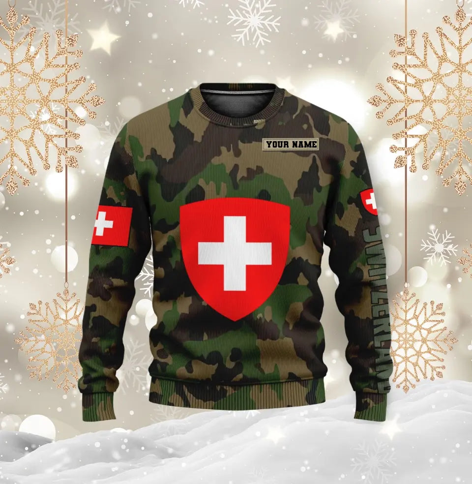 Personalized Swiss Soldier/ Veteran Camo With Name And Rank Hoodie - 0310230016