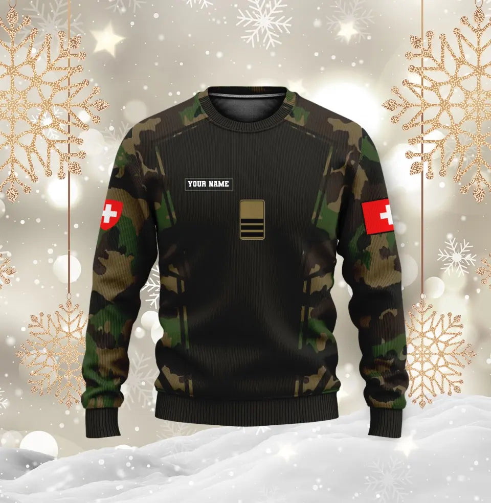 Sweat à capuche personnalisé avec nom et grade de soldat/vétéran suisse - 1696291218