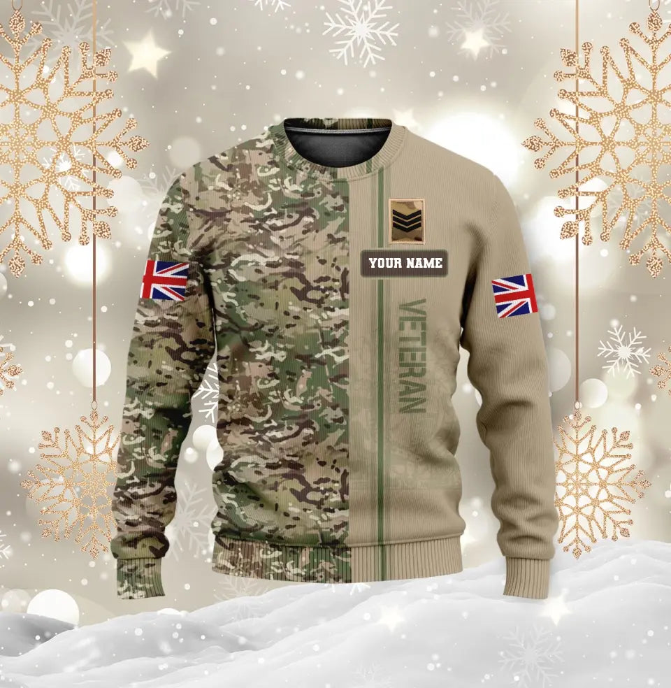 Personalized UK Soldier/ Veteran Camo With Name And Rank Hoodie 3D Printed - 0410230006