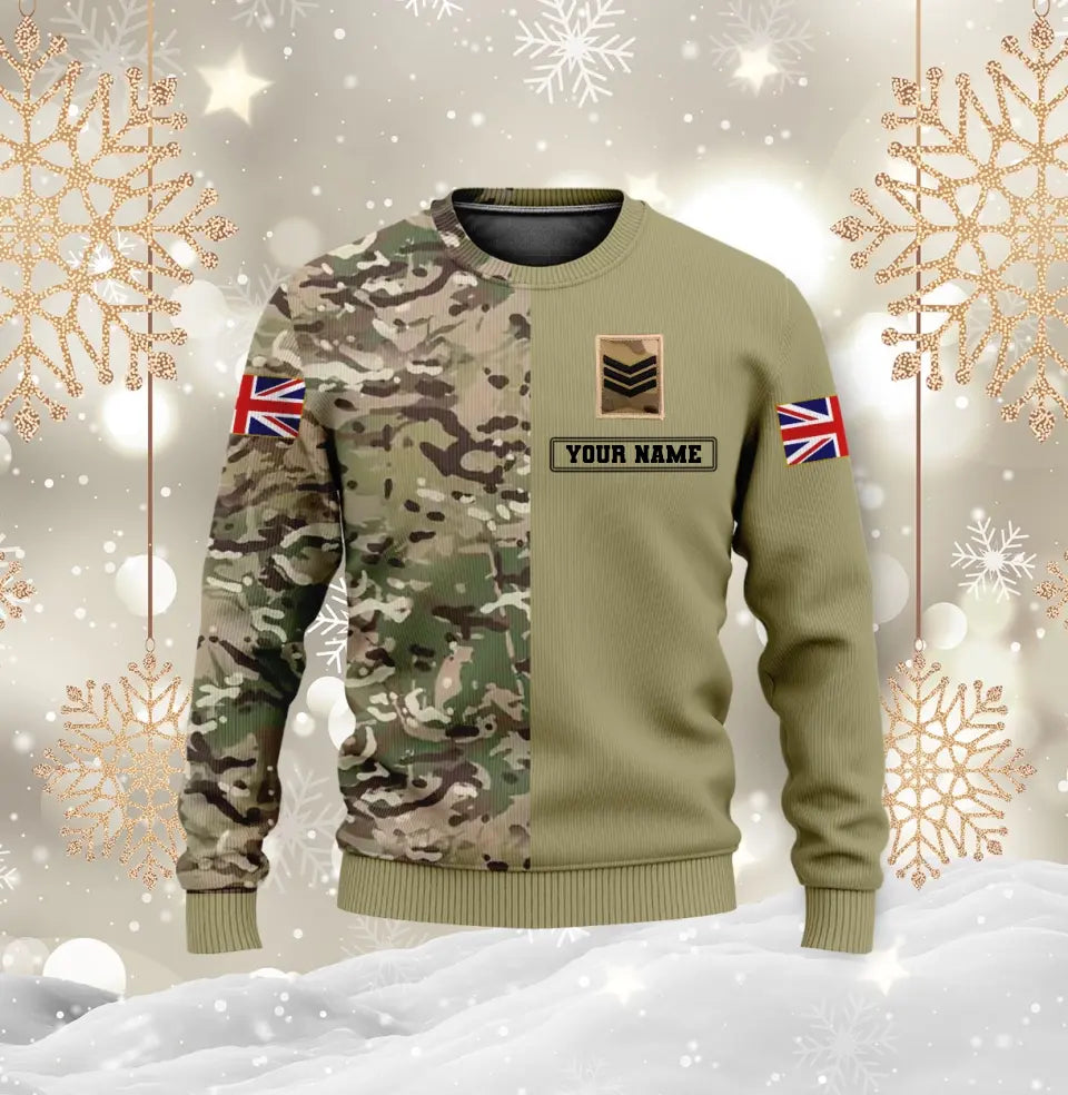 Personalized UK Soldier/ Veteran Camo With Name And Rank Hoodie 3D Printed - 0410230009