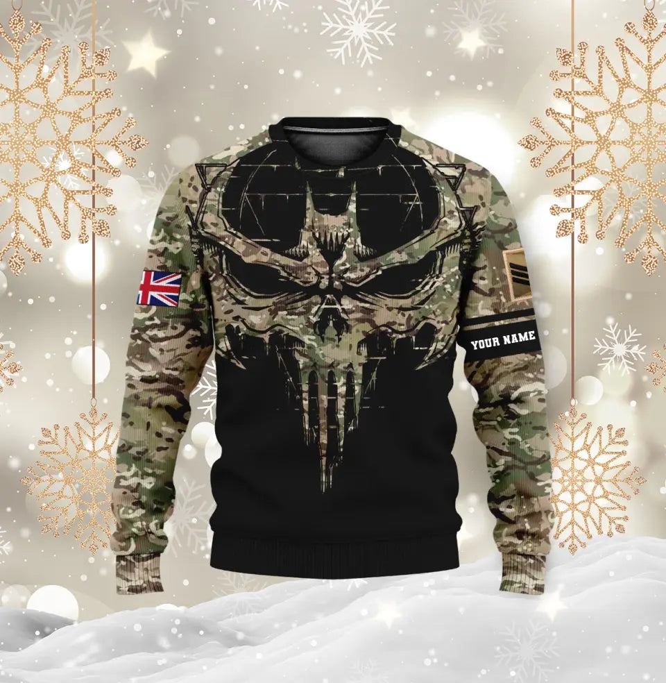Personalized UK Soldier/ Veteran Camo With Name And Rank Hoodie 3D Printed - 1696377612