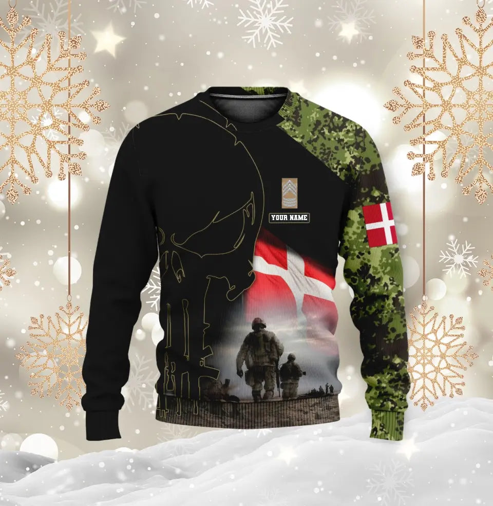 Personalized Denmark Soldier/ Veteran Camo With Name And Rank Hoodie - 1910230001