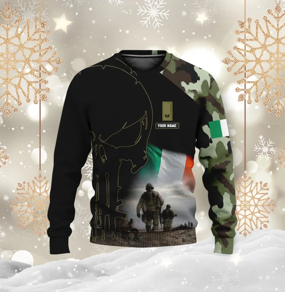 Personalized Ireland Soldier/ Veteran Camo With Name And Rank Hoodie 3D Printed - 1910230001