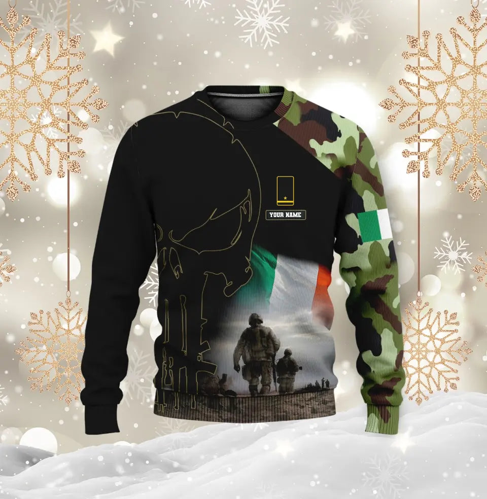 Personalized Ireland Soldier/ Veteran Camo With Name And Rank Hoodie 3D Printed - 1910230001