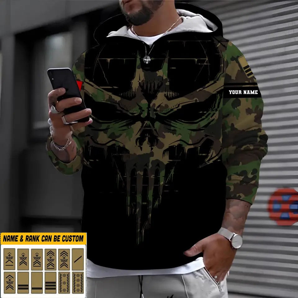 Sweat à capuche personnalisé avec nom et grade de soldat/vétéran suisse - 16977600