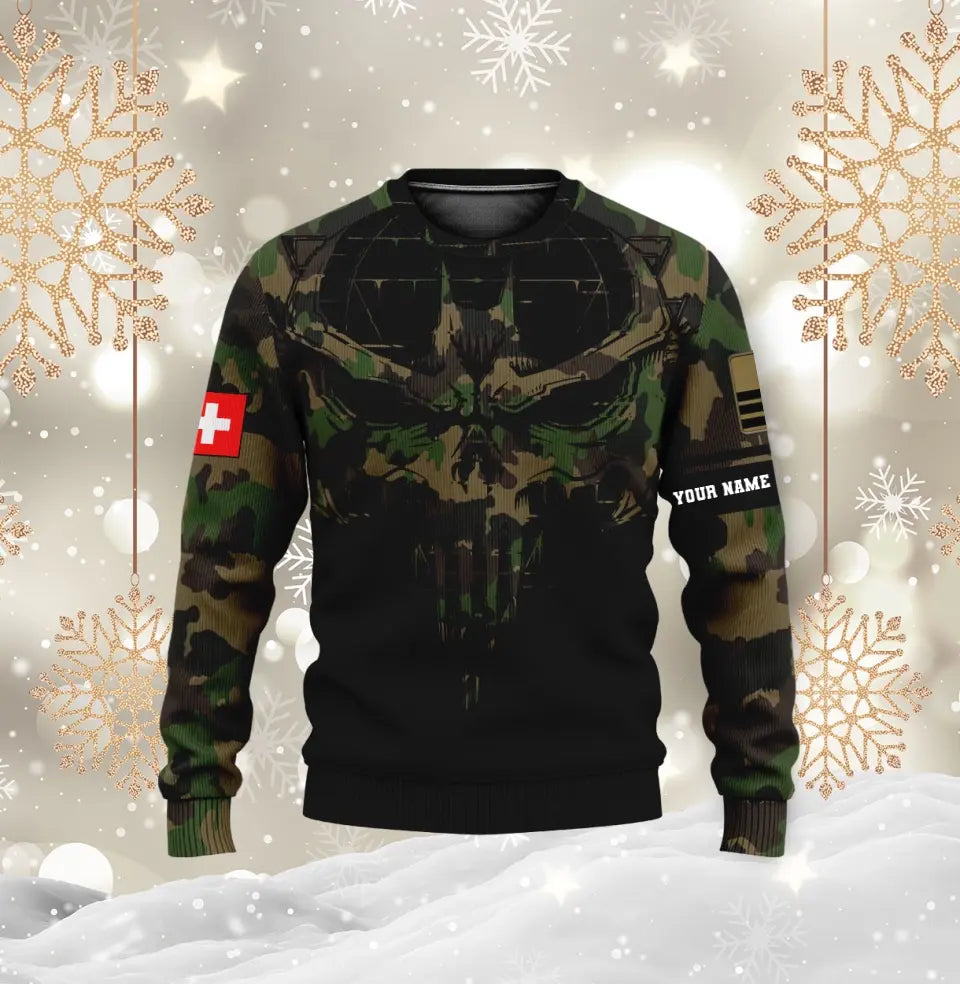 Sweat à capuche personnalisé avec nom et grade de soldat/vétéran suisse - 16977600