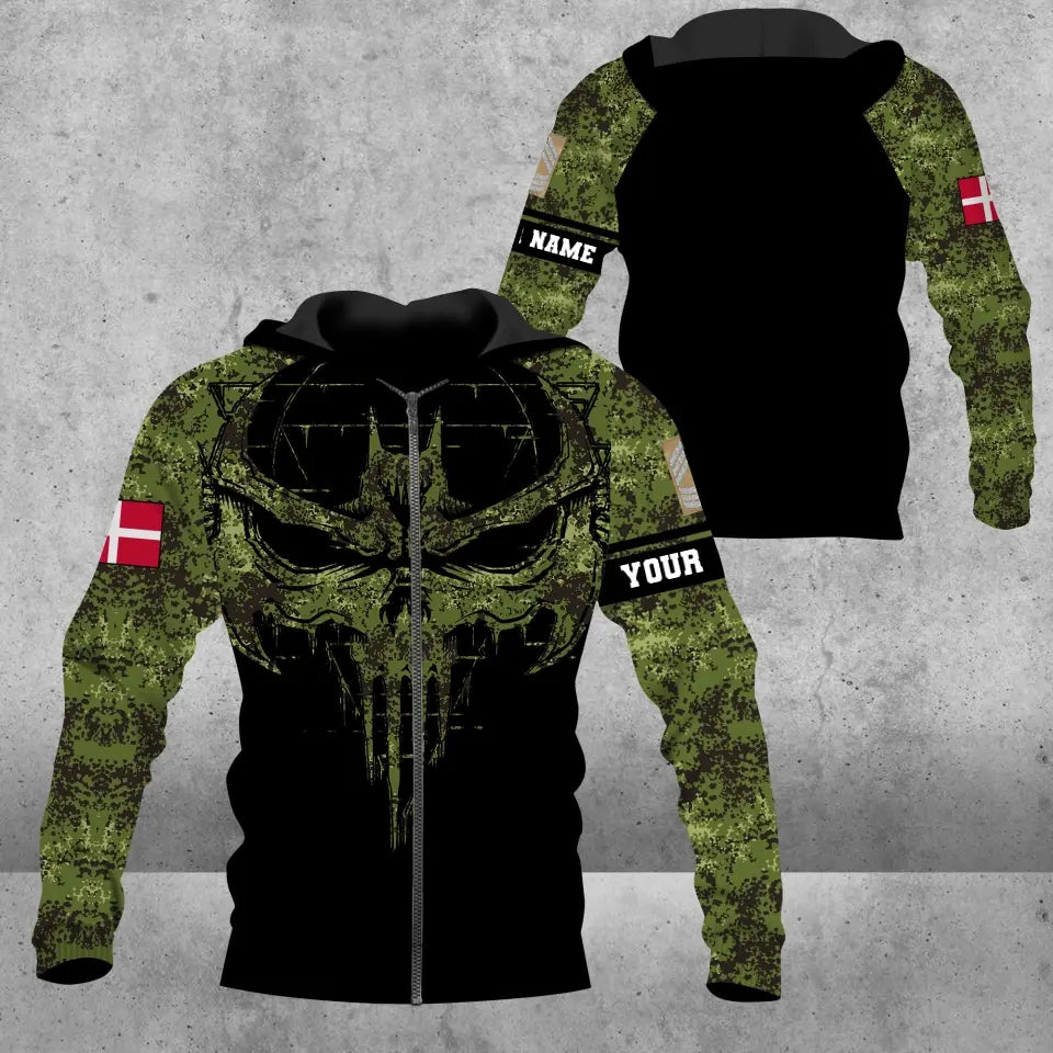 Personalized Denmark Soldier/ Veteran Camo With Name And Rank Hoodie - 2010230001
