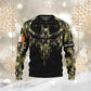 Personalisierter Kapuzenpullover mit irischem Soldaten-/Veteranen-Tarnmuster und Namen und Rang, 3D-Druck – 16977600